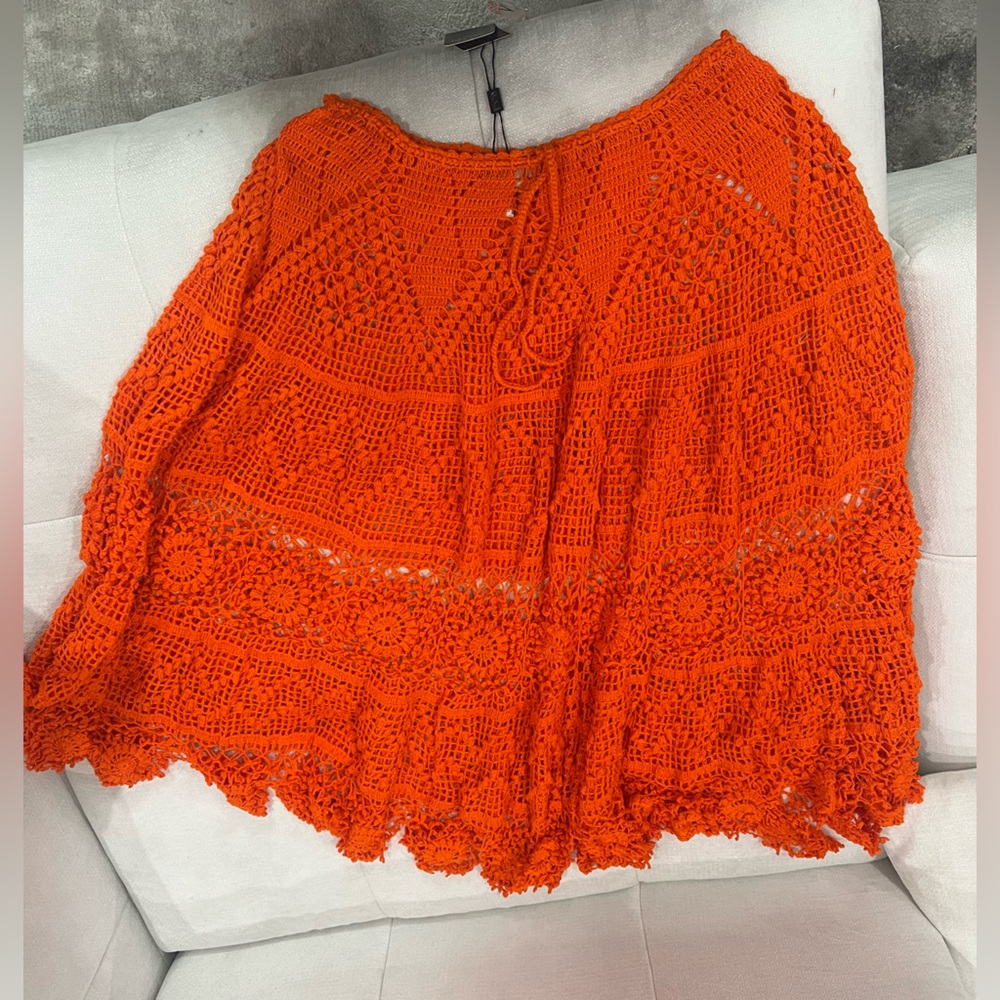 Vibrant Orange Crochet skirt